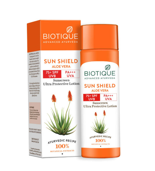 Biotique - Sun shield aloe vera 75+spf sunscreen lotion 190ml